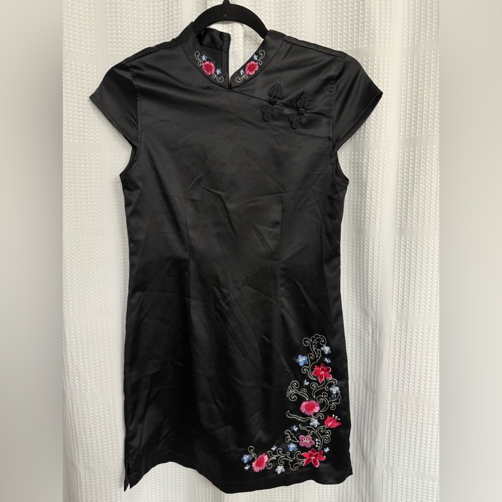 Limited Too Black Dress with Pink and Blue Embroidery